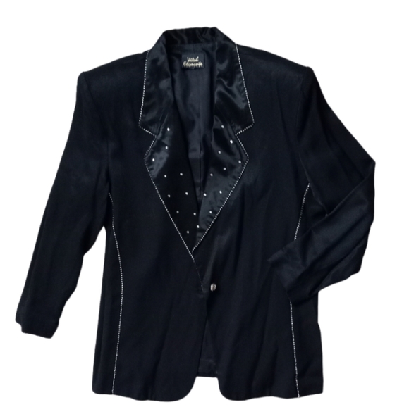 Vital Elements Black Rhinestone Luxury Blazer – Sz 14 - Picture 4 of 13